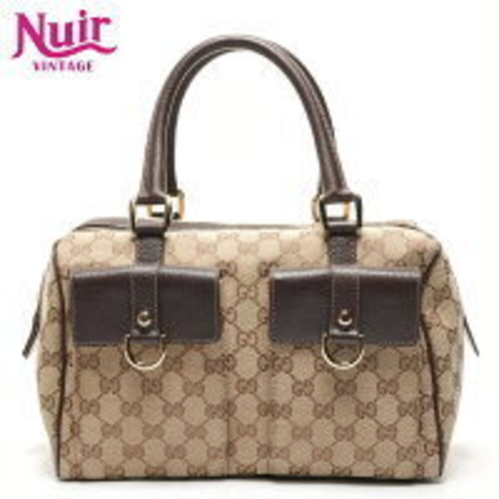 Gucci GG Canvas Handbag Bowling Bag Boston Beige